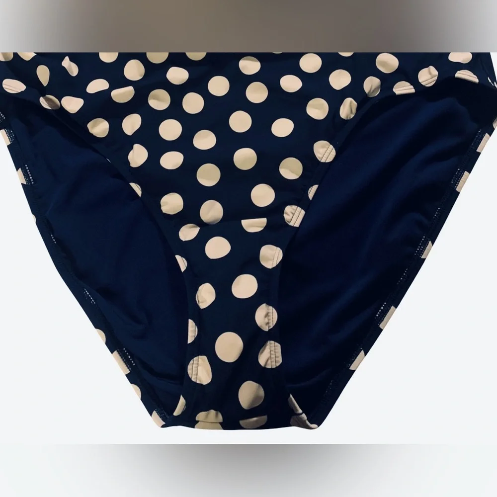 J. Crew Navy and Cream Polka Dot Women’s  Swimsuit One Piece. NWOT